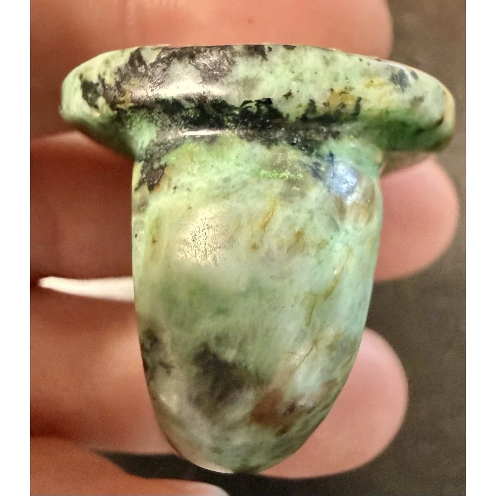 Vintage Natural Variscite Rhinestone Halo Statement Ring Size 6.5